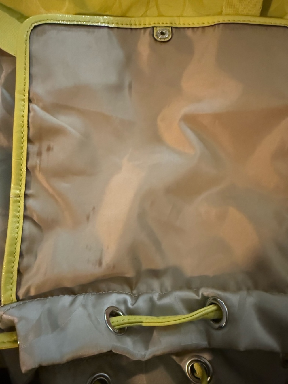 Coach Silver and Yellow Signature Drawstring Tote - Picture 4 of 5